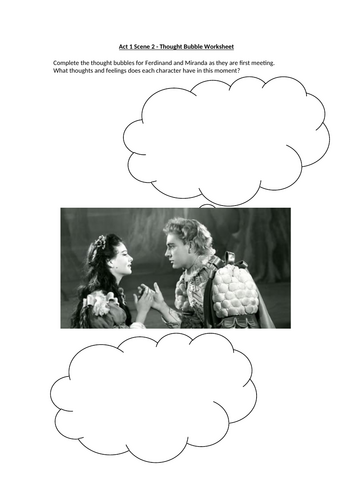 The Tempest - Miranda and Ferdinand Thought Tracking Worksheet