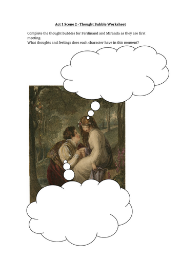 The Tempest - Miranda and Ferdinand Thought Tracking Worksheet