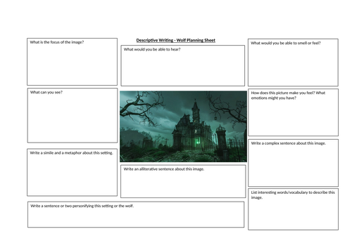 Creative Writing - Gothic Setting Planning Sheet