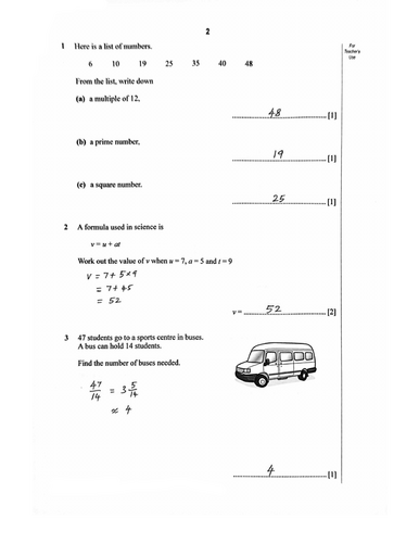 STAGE 7 PROGRESSION TEST MATHEMATICS PAPER 2 (2018) WORKED SOLUTIONS