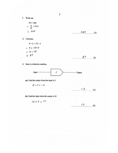 STAGE 7 PROGRESSION TEST MATHEMATICS PAPER 1 (2020) WORKED SOLUTIONS