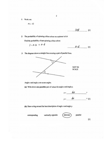 STAGE 8 PROGRESSION TEST MATHEMATICS PAPER 1 (2020) WORKED SOLUTIONS