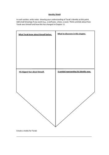 Wolf Brother - Identity Shield Worksheet