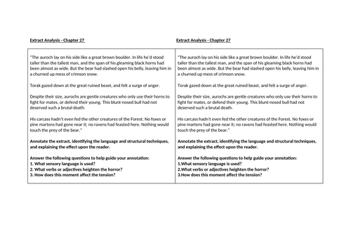 Wolf Brother - Extract Analysis Chapter 27