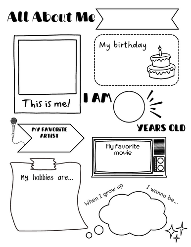 All About Me Back to School Activity- Worksheet & Bunting Classroom Display