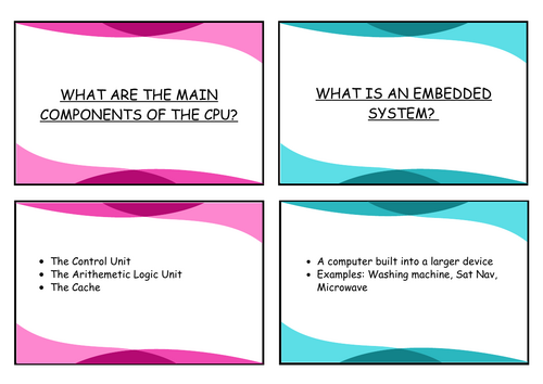 Components of a computer system flash cards.