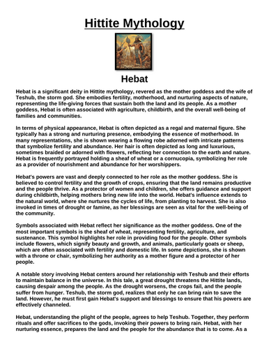 Hittite God: Hebat “Article & Questions” Assignment