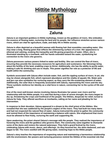 Hittite God: Zaluna “Article & Questions” Assignment