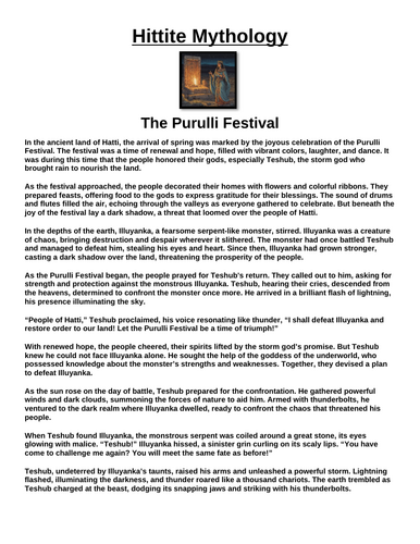 Hittite Myth: The Purulli Festival Myth “Article & Questions” Assignment