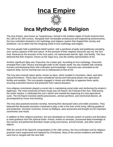 Inca Empire: Military & Warfare “Article & Questions” Assignment