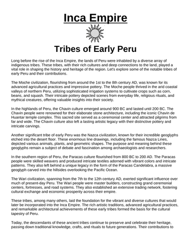 Inca Empire: Tribes of Early Peru “Article & Questions” Assignment