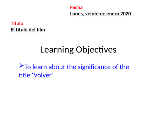 Volver - La importancia del titulo