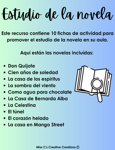 BUNDLE Spanish literature - Novel Study (Estudio de la novela)