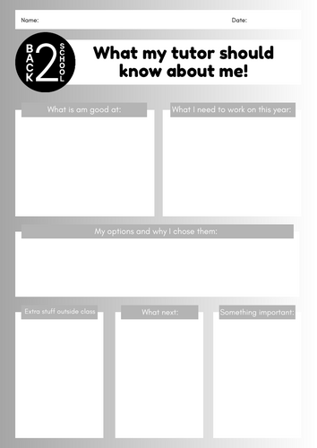 Year 11 get to know me tutor sheet