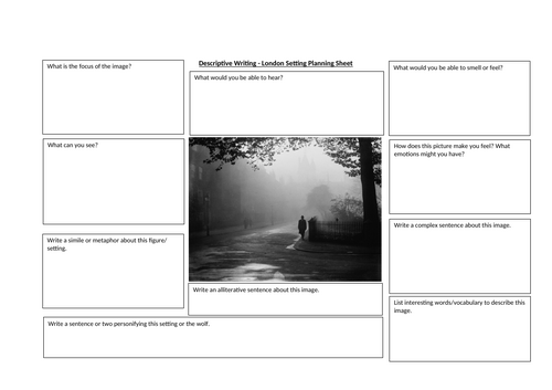Creative Writing - Description Planning Sheet - London Street