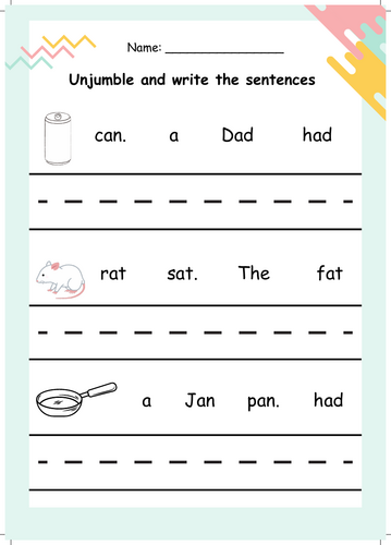 Unjumble and write Short a Decodable Sentences