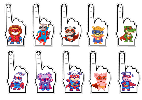Finger spaces.  Superhero Animals