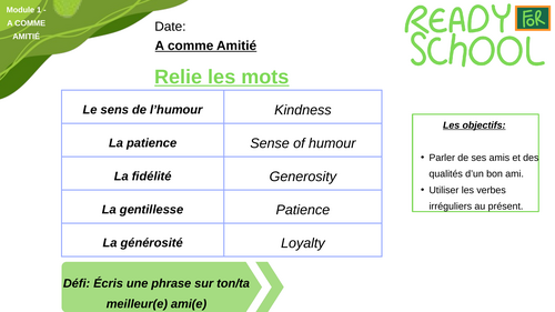 French IGCSE - A comme Amitié (2 Lessons) | STUDIO Module 1, Unité 1