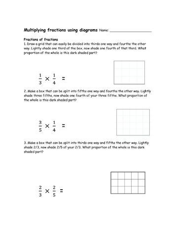 Fractions of fractions (introduction) aimed at Y7 students