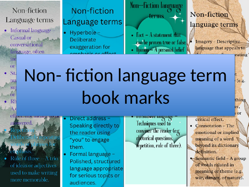 Non-Fiction Language Bookmarks – Classroom Literacy Resource (Set of 4)