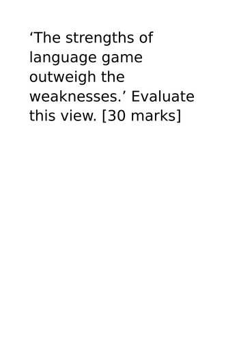 A-Level RS: Language Game 30 Mark Essay + Model + Plan - Eduqas Philosophy