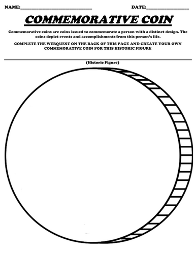 Historic Figure "Commemorative Coin" Worksheet with WebQuest