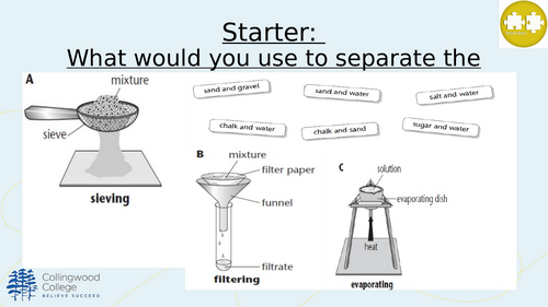 Year 7 SOW on Mixtures lesson 2 Solutions with practical sheets included
