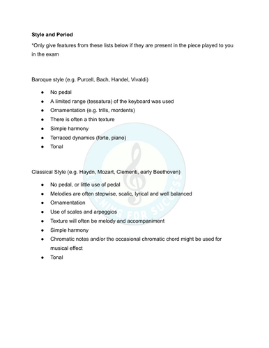 ABRSM Grade 5-8 Style and Period Lists (Aural Training)