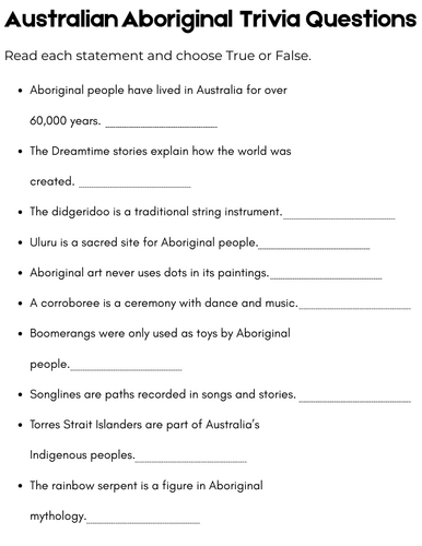 australian aboriginal trivia questions