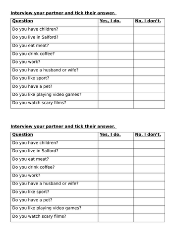 ESOL Entry 2 Present Simple lessons
