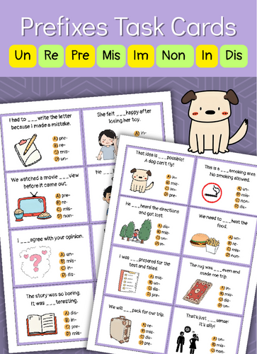 Prefix Task Cards – Multiple Choice.