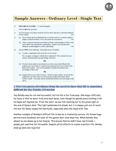 The Great Gatsby - Leaving Certificate Resource