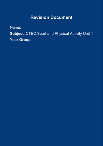 Ctec sport Unit 1 revision document