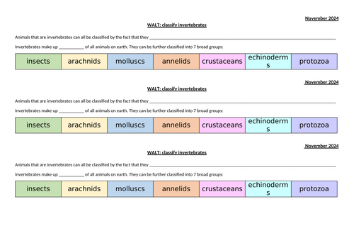 Classifying invertebrates