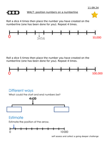 Numbers to 10,000,000 on a numberline