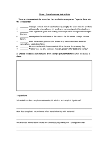 Kamikaze Summary Worksheet