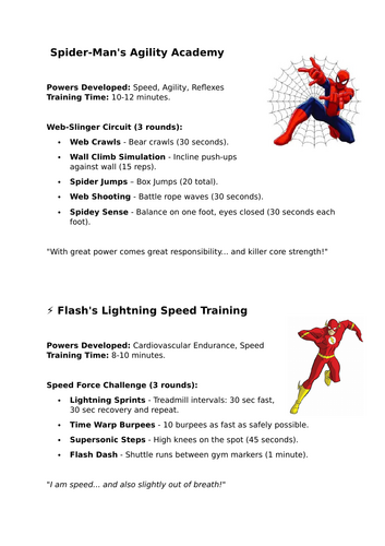 Super Hero Workout Cards