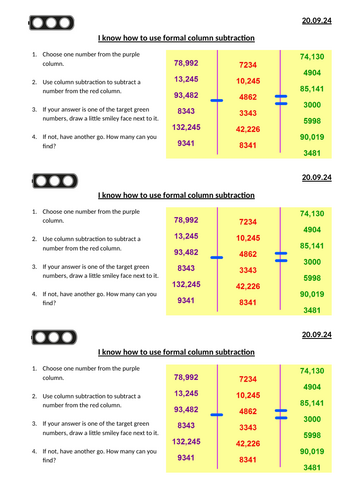 Column subtraction