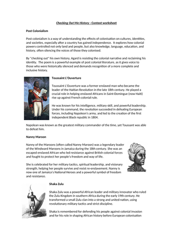 Checking Out Me History - Context worksheet