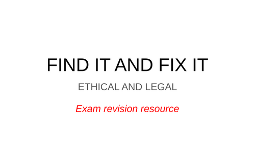 Find it Fix it - Ethical/legal  PPT
