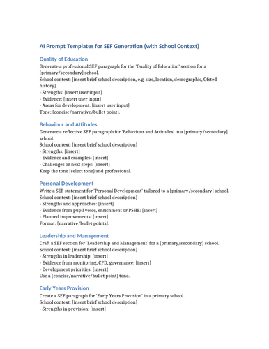 AI prompts for writing your SEF