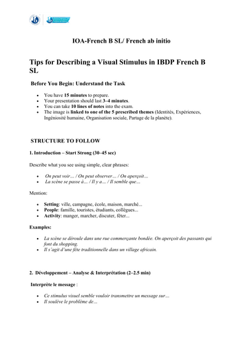 IOA-French B SL / ab initio - Sample Answer with Notes
