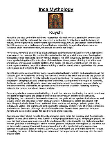 Inca God: Kuychi “Article & Questions” Assignment