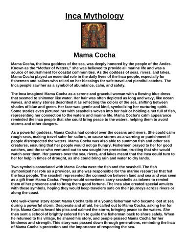 Inca God: Mama Cocha “Article & Questions” Assignment