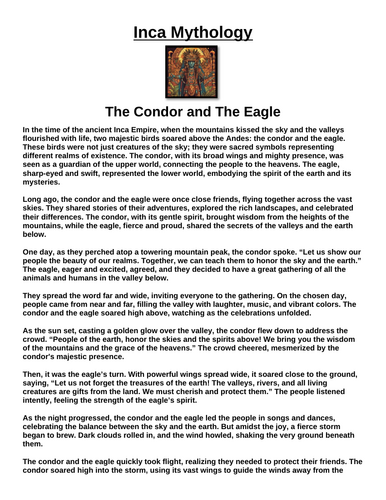 Inca Myth: The Condor and the Eagle “Article & Questions” Assignment