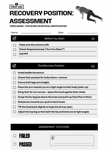 PDF Printable - Recovery Position Checklist & Assessment