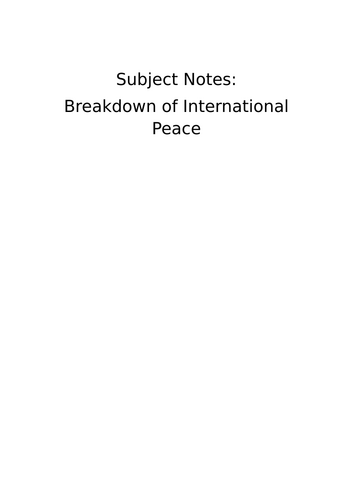 IGCSE Breakdown of International Peace Notes