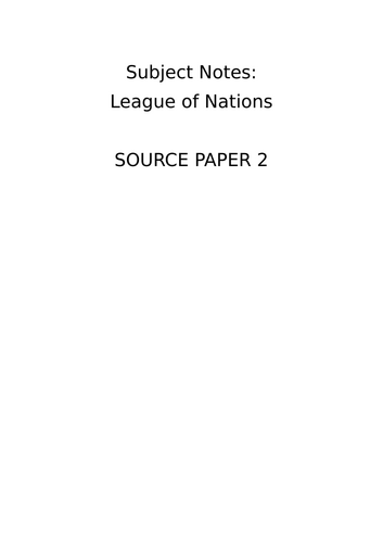 IGCSE League of Nations Revision Notes