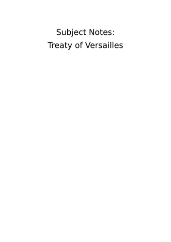 IGCE Treaty of Versailles Revision Notes