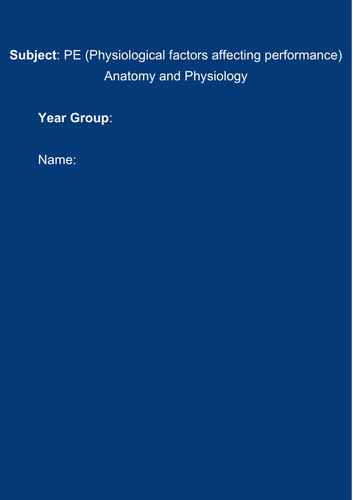 A level PE Anatomy and Physiology revision notes and checking for understanding questions